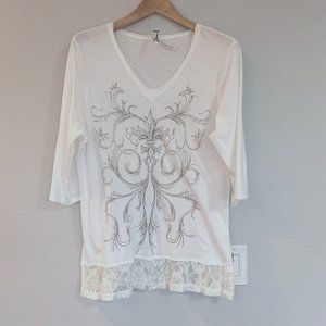 Seven 7 ivory embellished top 14/16